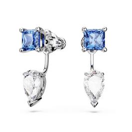 Swarovski Mesmera earring jackets, Mixed cuts, Detachable, Blue, Rhodium plated