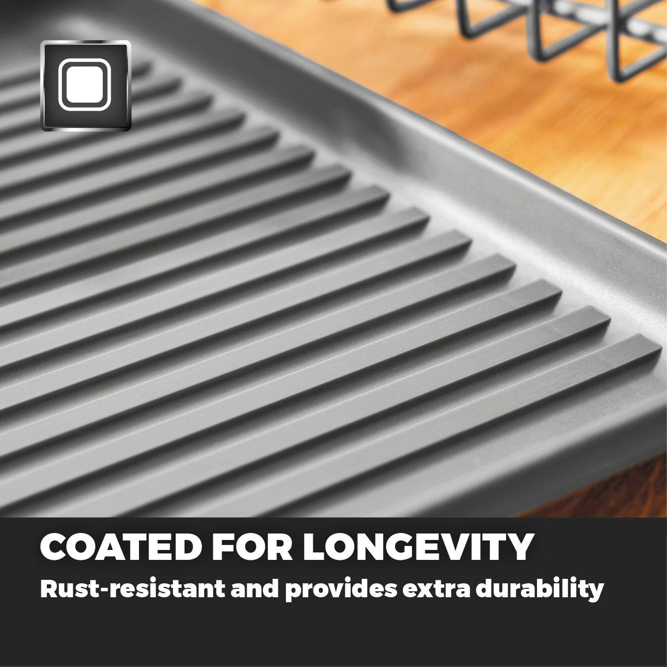 Grey - Tower - Scandi Dish Rack with Wooden Handles - 5