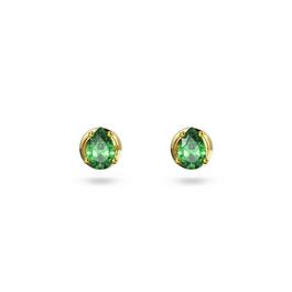 Swarovski Chroma stud earrings, Pear cut, Green, Gold tone plated