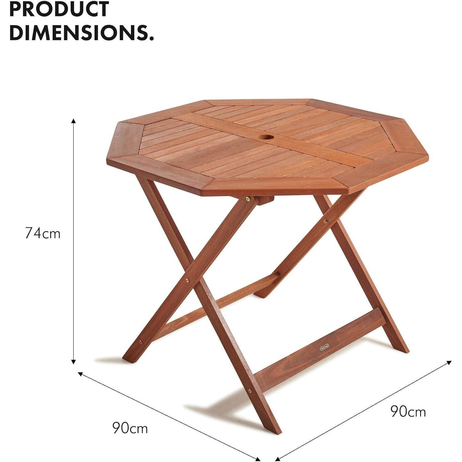 Brown - VonHaus - VonHaus Wooden Octagonal Table And 4 Chair Set - 4