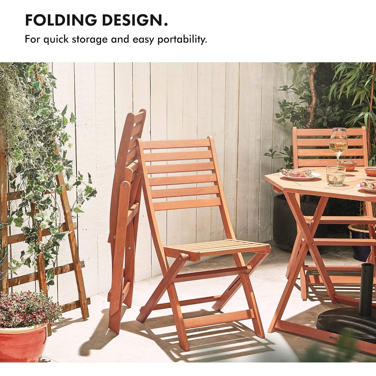 Brown - VonHaus - VonHaus Wooden Octagonal Table And 4 Chair Set - 6