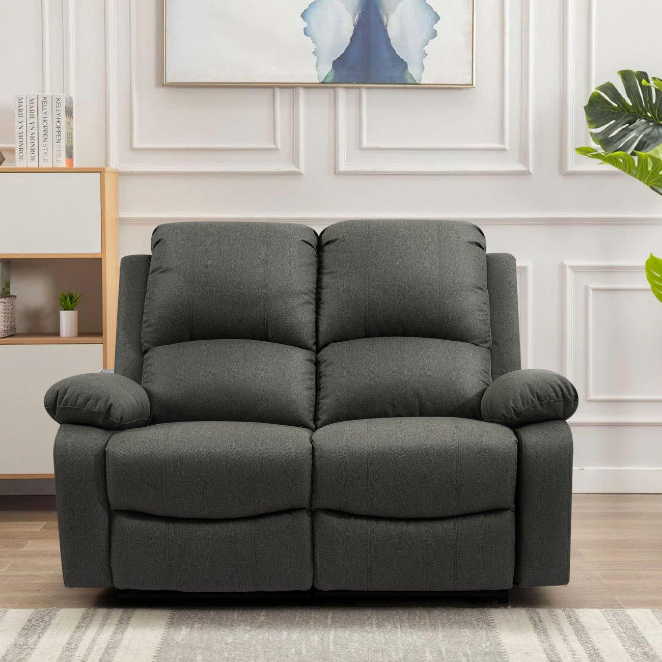 Dark Grey - Comfy Living - Electric Reclining Linen Sofa Set - 3