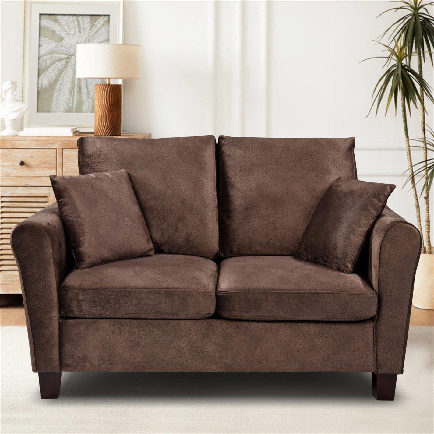 Brown - Comfy Living - Plush Fabric Sofa Set - 1