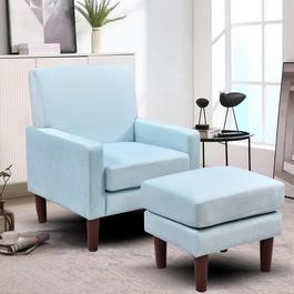 Comfy Living Plush Armchair with Stool