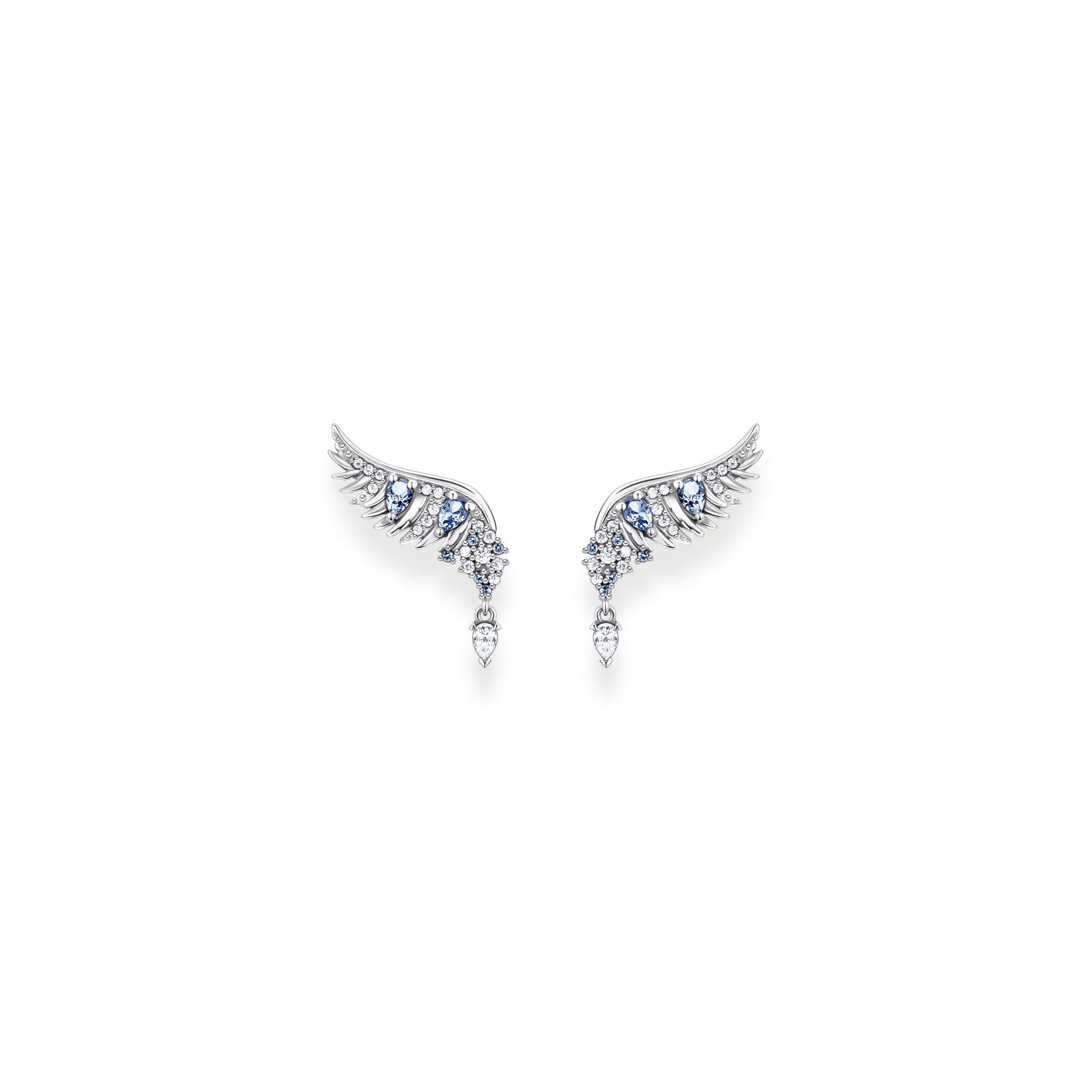 Blue/ Crystal - Thomas Sabo - Women's Wing Stud Earrings - 2