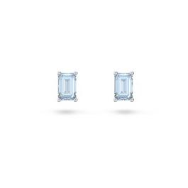 Swarovski Chroma stud earrings, Cushion cut, Blue, Rhodium plated