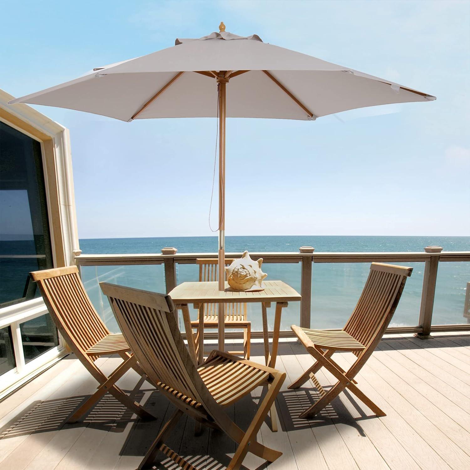 Grey - Outsunny - Outsunny 2.5m Wood Garden Parasol Sun Shade - 2
