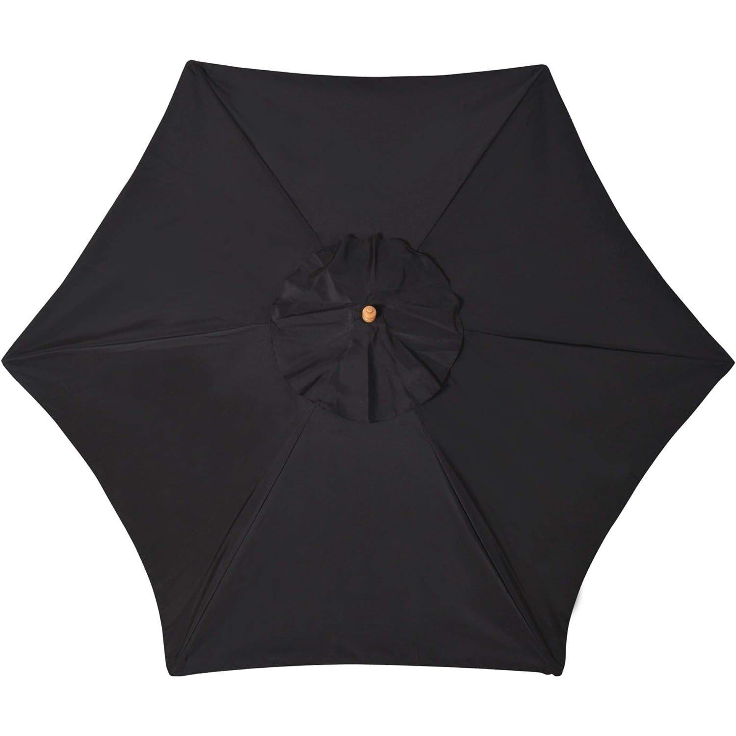 Black - Outsunny - 2.5m Wood Garden Parasol Sun Shade - 6