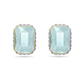 Swarovski Chroma stud earrings, Octagon cut, Multicolored, Gold-tone plated