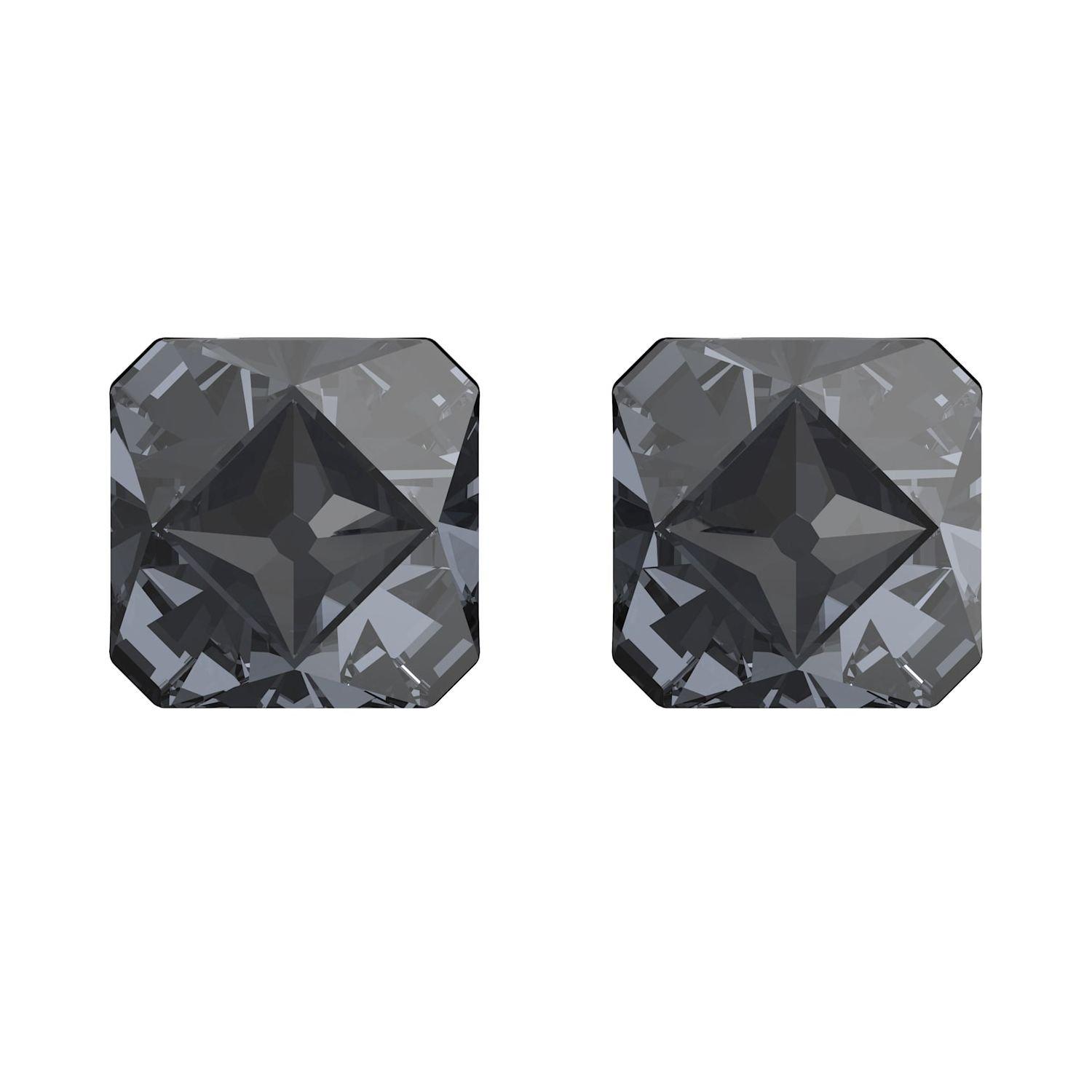 Grap/Rus - Swarovski - Matrix stud earrings, Pyramid cut, Gray, Ruthenium plated - 1