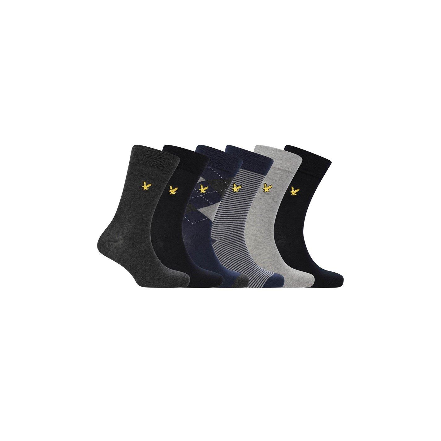 Marineblauw/Grijs - Lyle and Scott - Lyle 6 Pack Sock Gift Box - 2