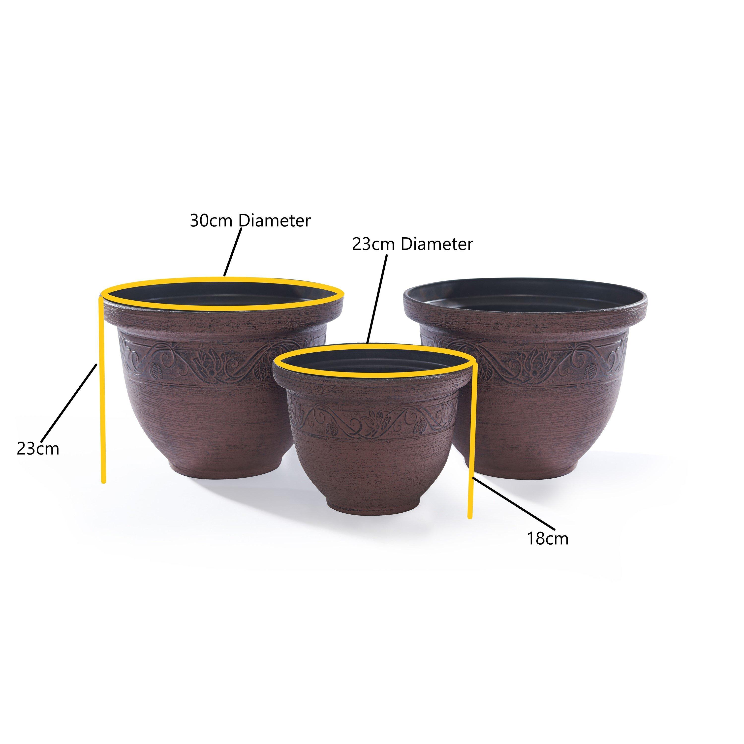 Brown - Greenhurst - 3 Pack Brown Planters - 2