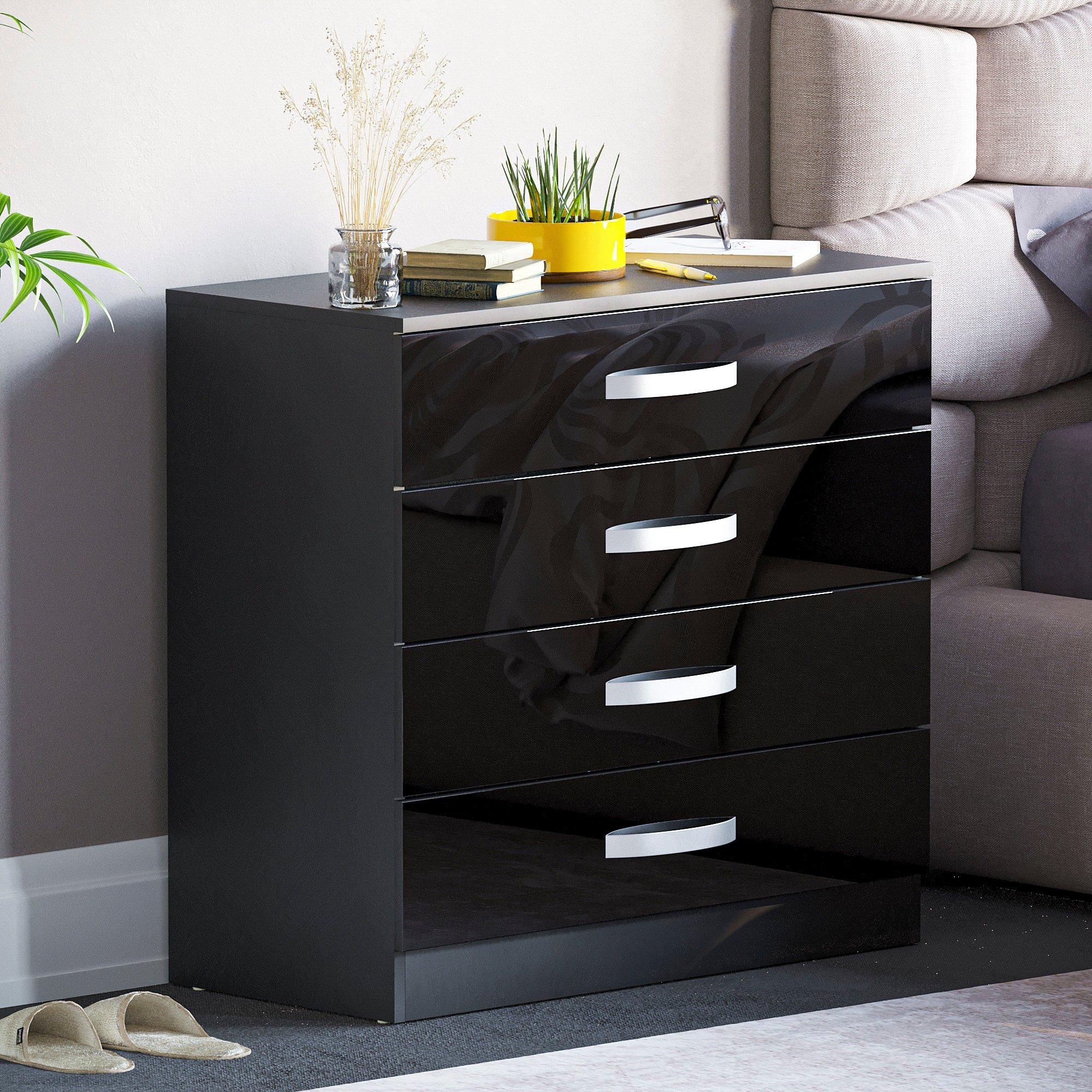 Lassic  Vida Designs Hulio 4 Drawer Chest - Black - 4 Drawers