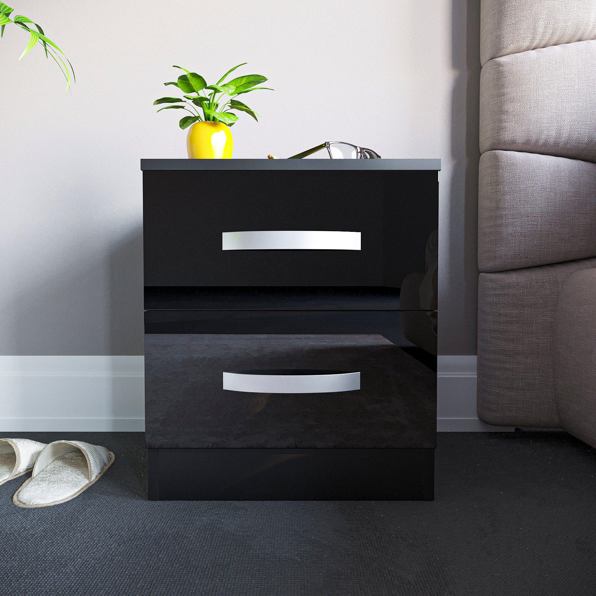 Black - Lassic - Vida Designs Hulio 2 Drawer Bedside Cabinet - 3