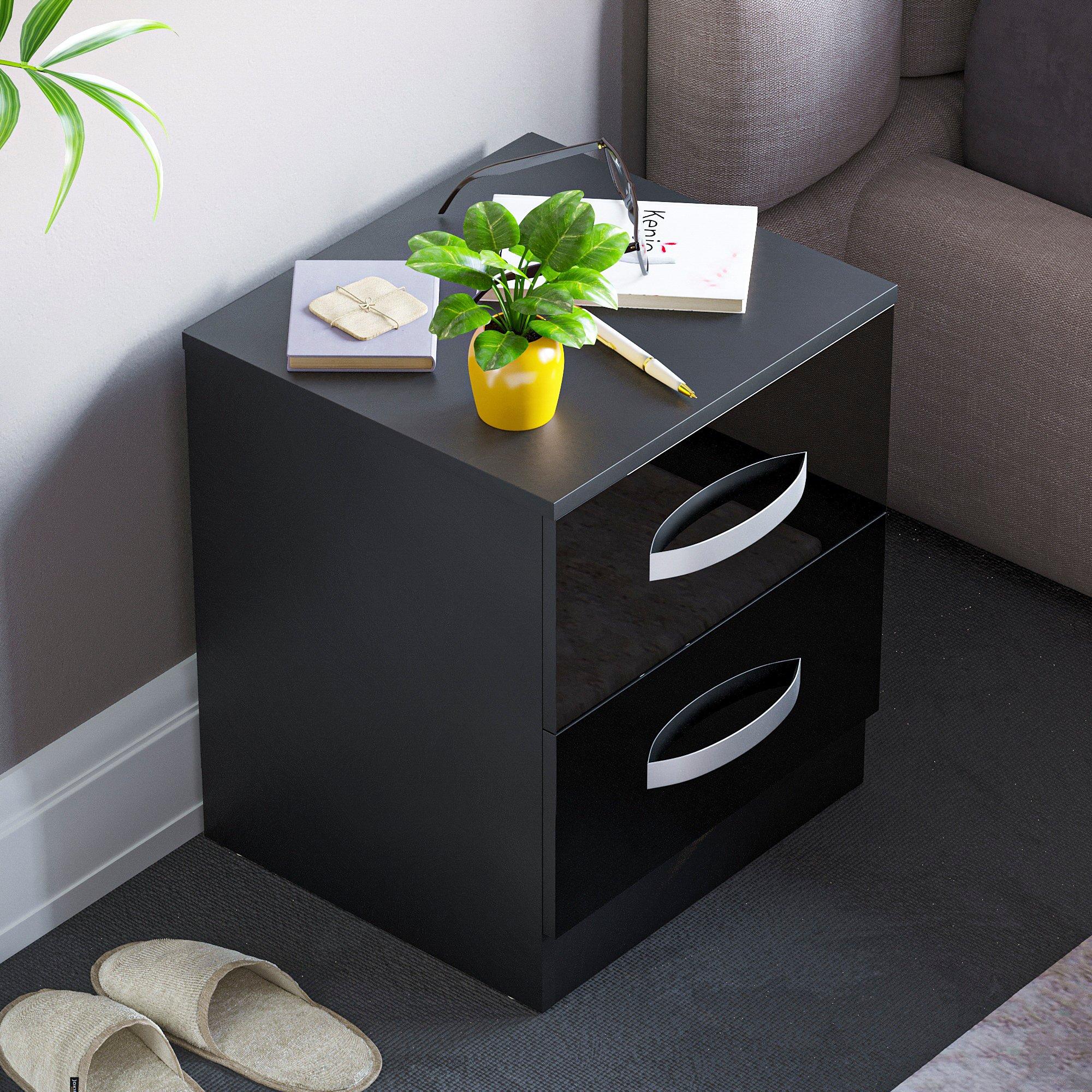 Black - Lassic - Vida Designs Hulio 2 Drawer Bedside Cabinet - 6