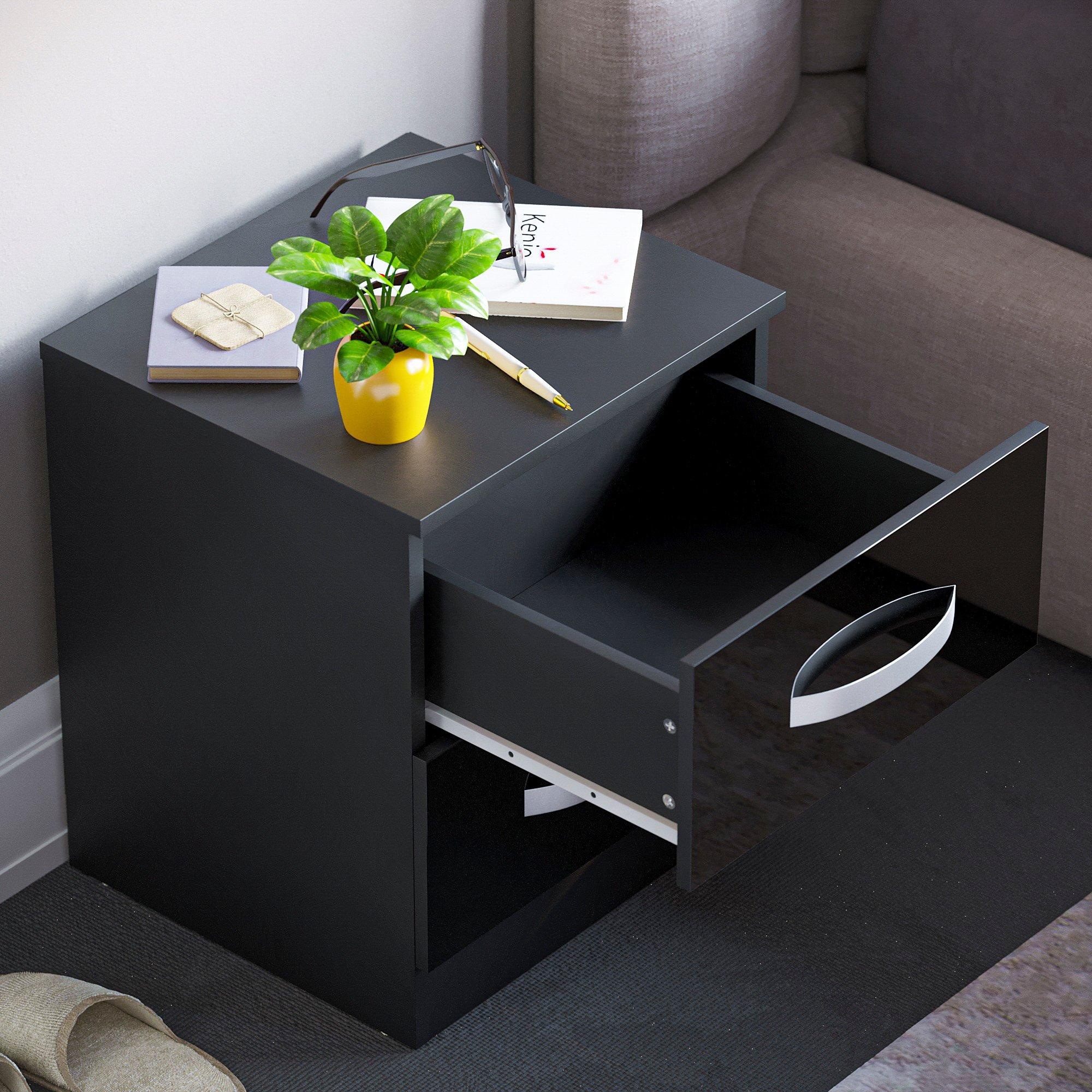 Black - Lassic - Vida Designs Hulio 2 Drawer Bedside Cabinet - 8