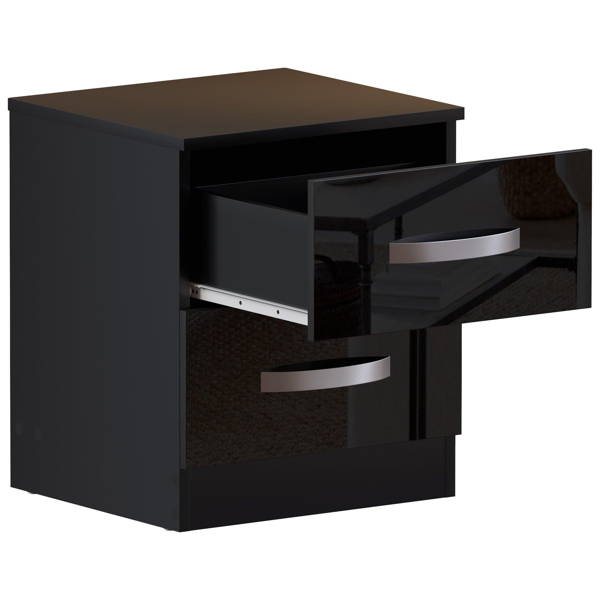 Black - Lassic - Vida Designs Hulio 2 Drawer Bedside Cabinet - 9