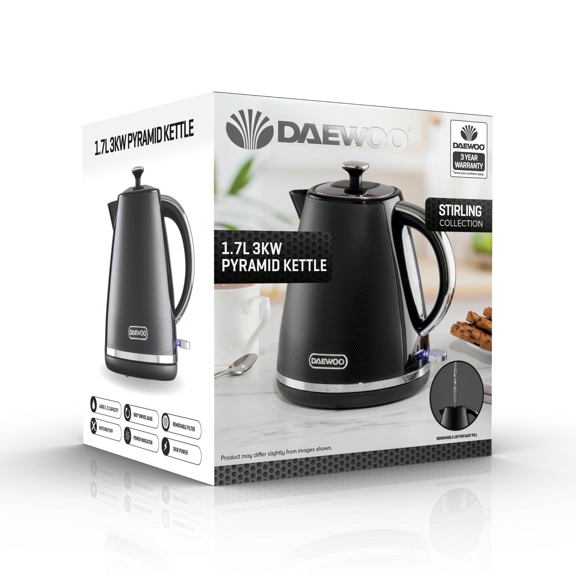 Daewoo Electricals STIRLING 1.7L 3KW PYRAMID KETTLE BLACK