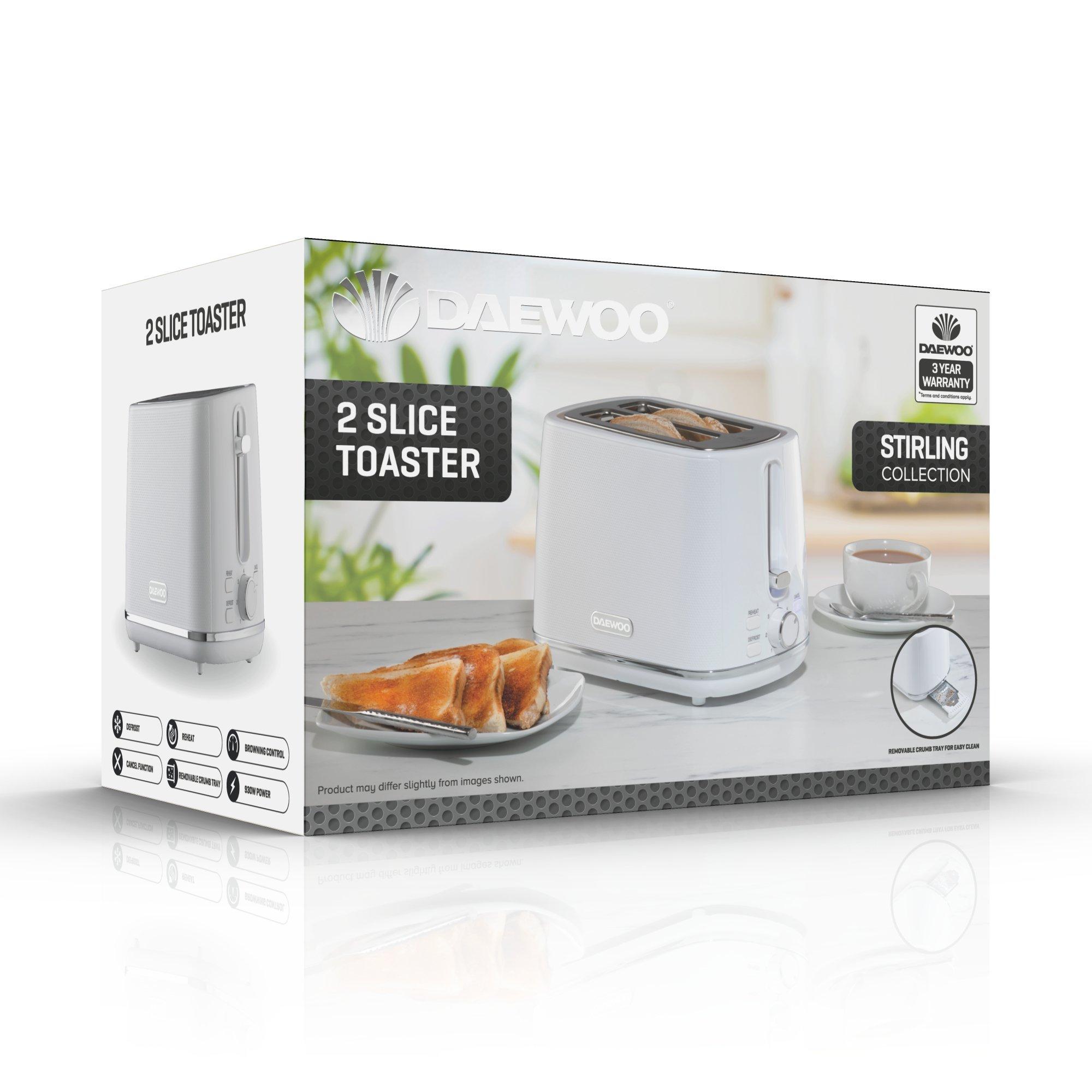 Daewoo Electricals  Stirling 2 Slice Toaster White - 2 Slice
