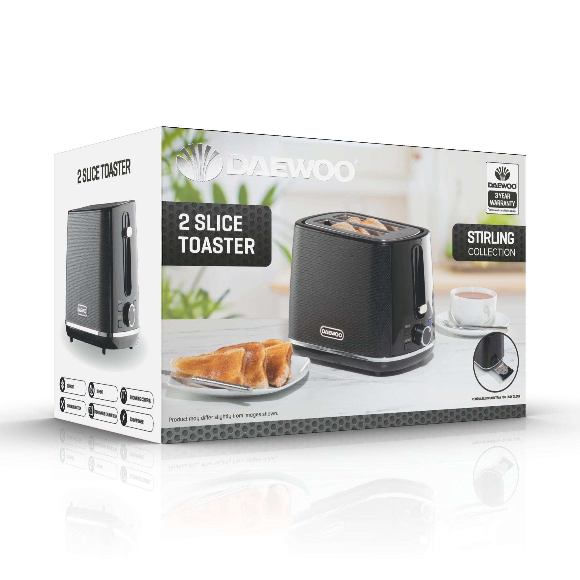 Daewoo Electricals  Stirling 2 Slice Toaster Black - 2 Slice