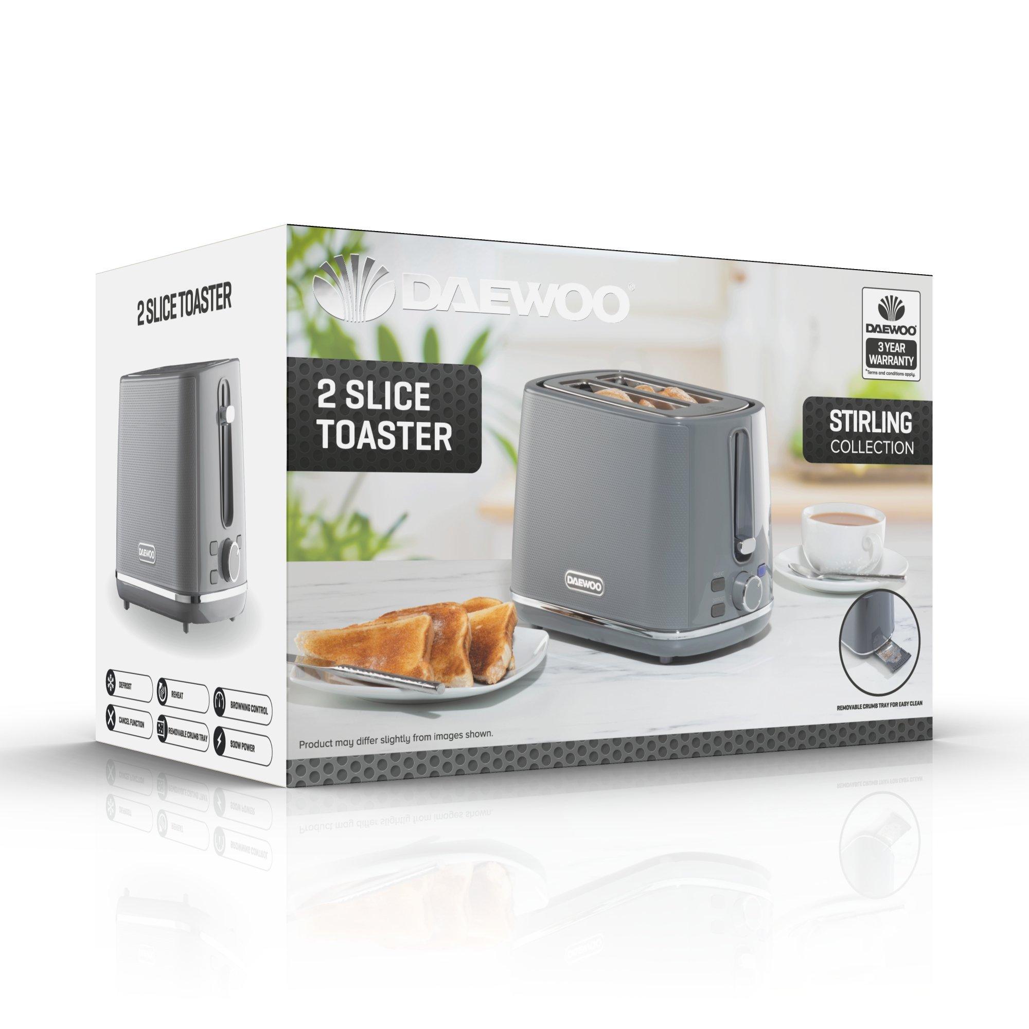Daewoo Electricals  Stirling 2 Slice Toaster Grey - 2 Slice