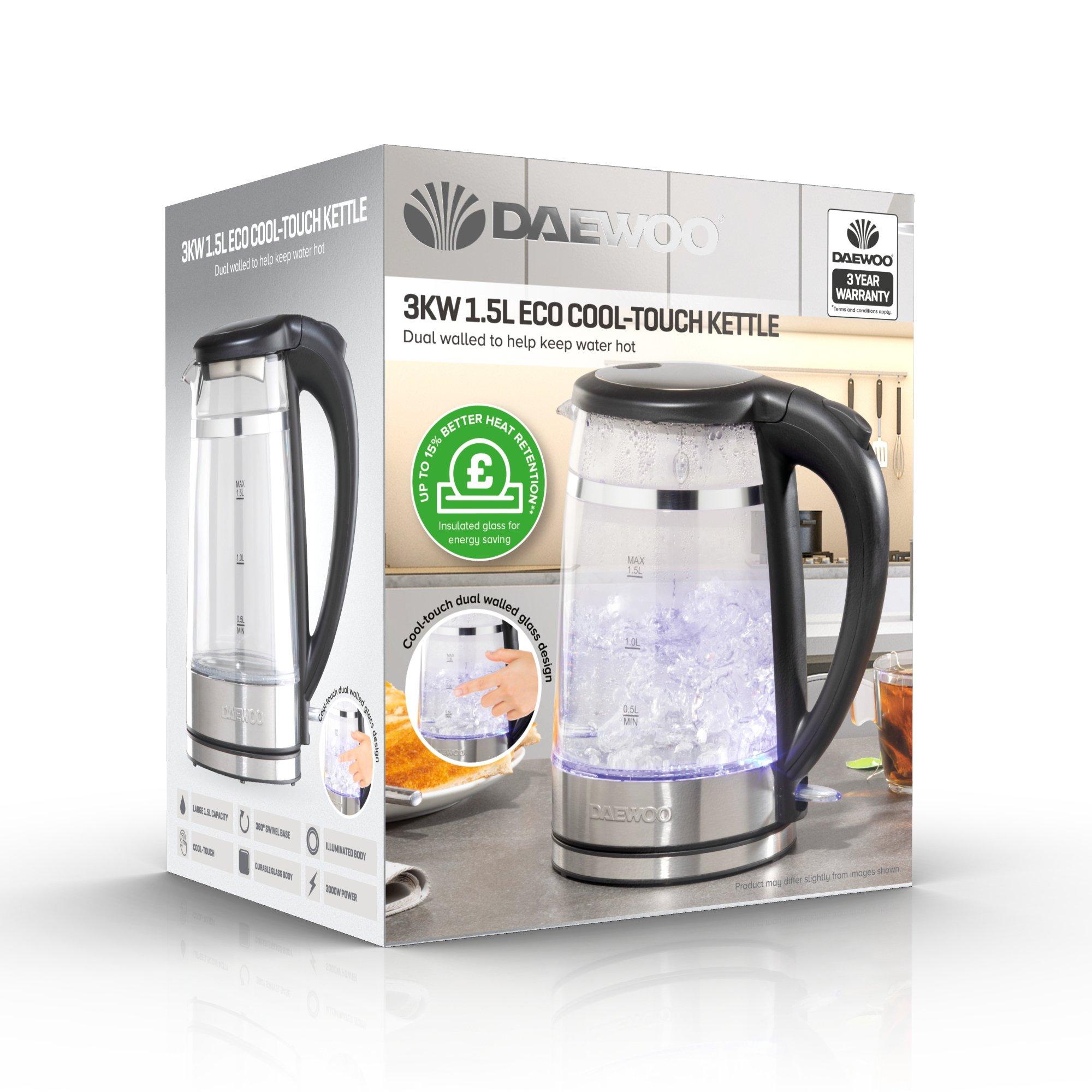 Daewoo Electricals ECO COOL TOUCH GLASS KETTLE 3KW 1.5L