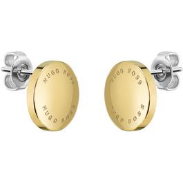 Boss Ladies BOSS Medallion Gold IP Stud Earrings