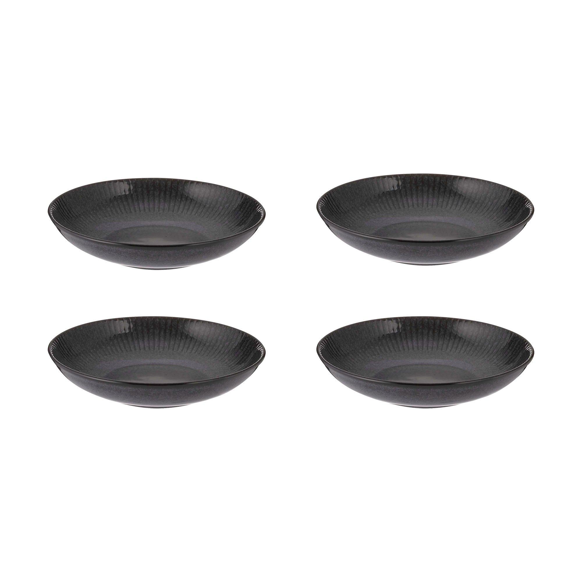 Black - Mason Cash - Reactive Linear Black Pasta Bowls x4 - 2