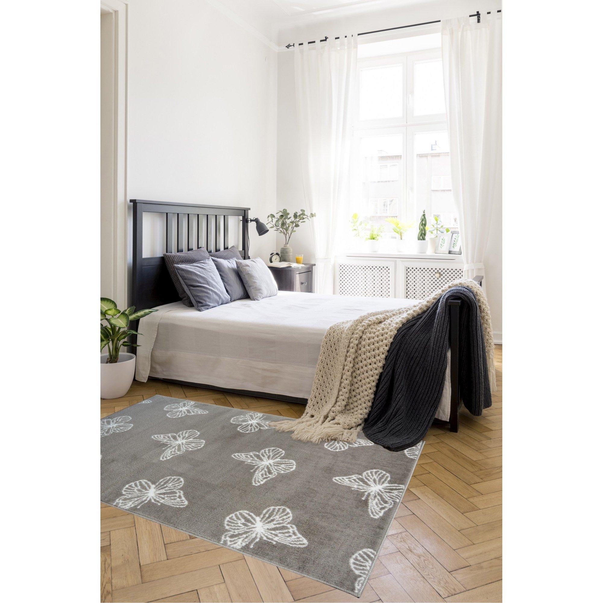 Homemaker  Butterfly Scatters Rug - Silver - 120x170cm