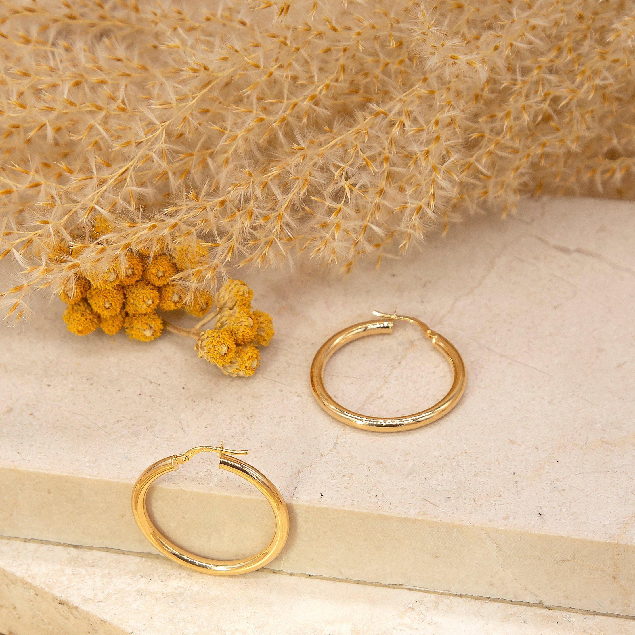 Yellow Gold - Be You - 9ct Gold Tube Hoops - 3