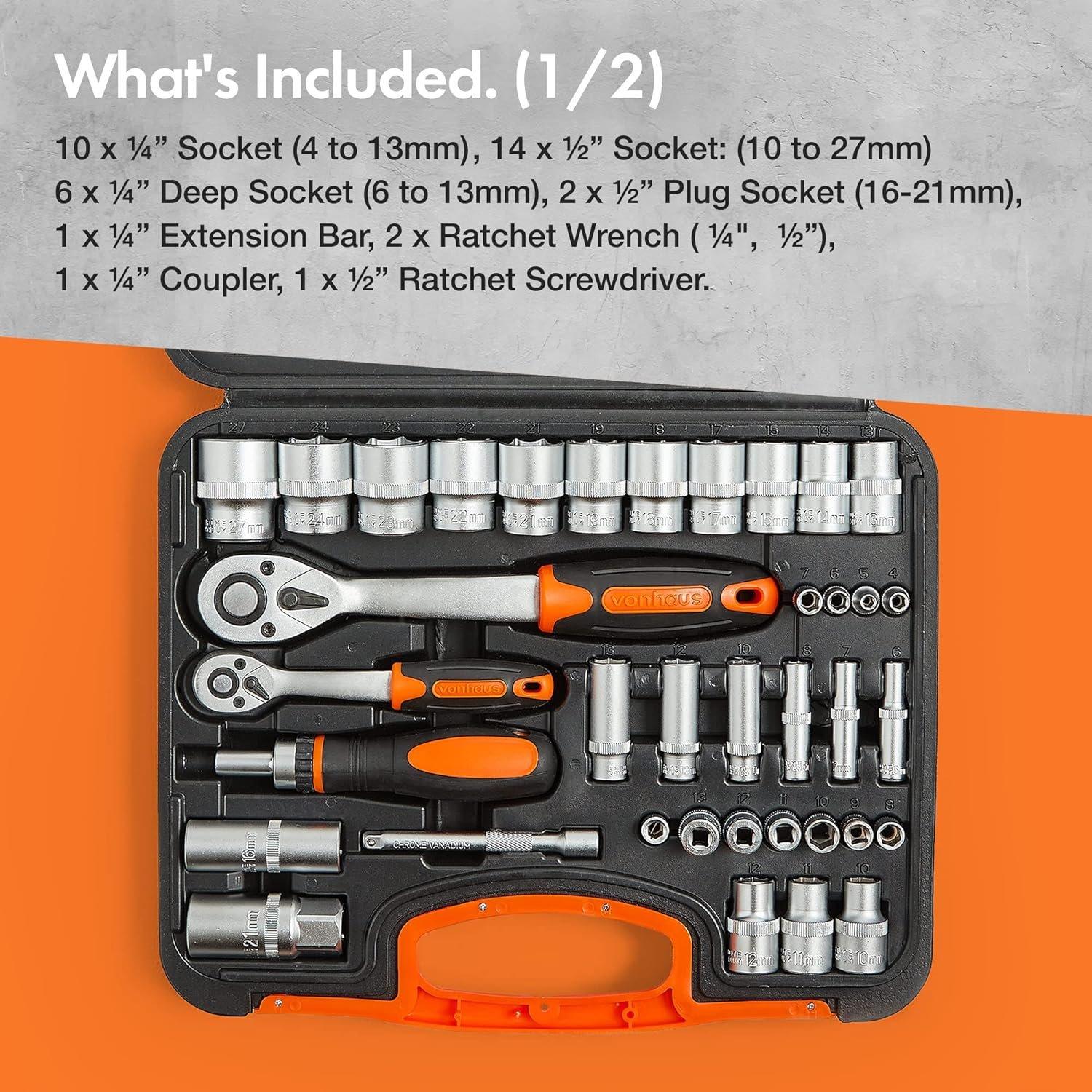 Black - VonHaus - VonHaus 104 Piece Socket Set - 2