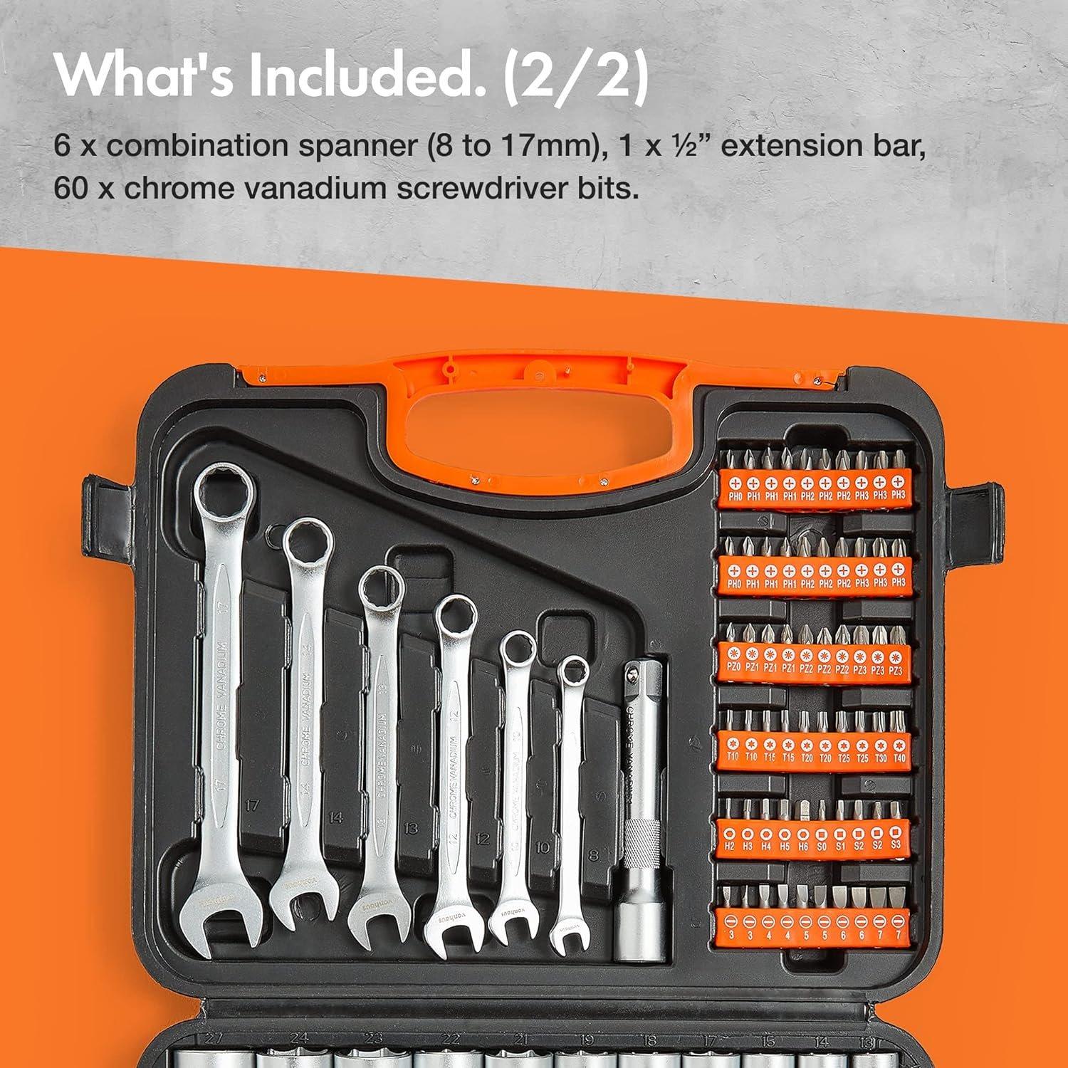 Black - VonHaus - VonHaus 104 Piece Socket Set - 3