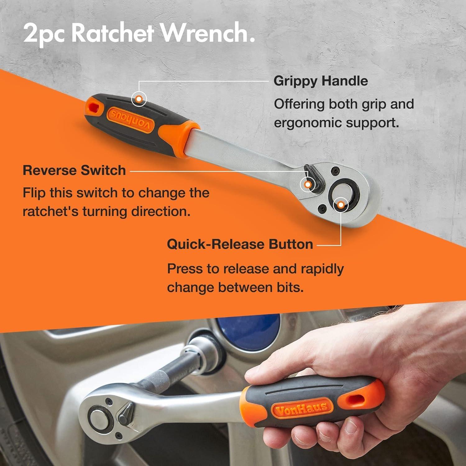 Black - VonHaus - VonHaus 104 Piece Socket Set - 6