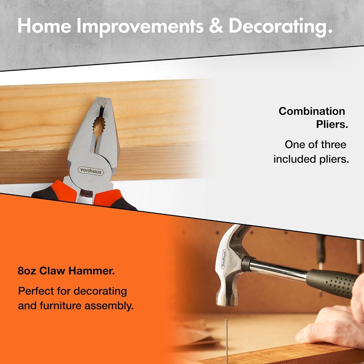 Black - VonHaus - VonHaus 92Pc Tool Set With Heavy Duty Bag - 4