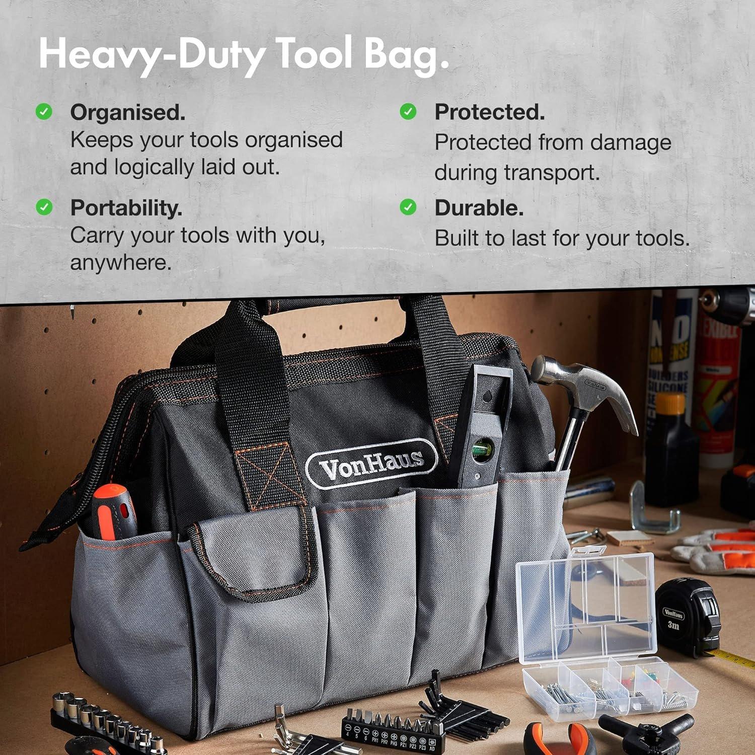 Black - VonHaus - VonHaus 92Pc Tool Set With Heavy Duty Bag - 5