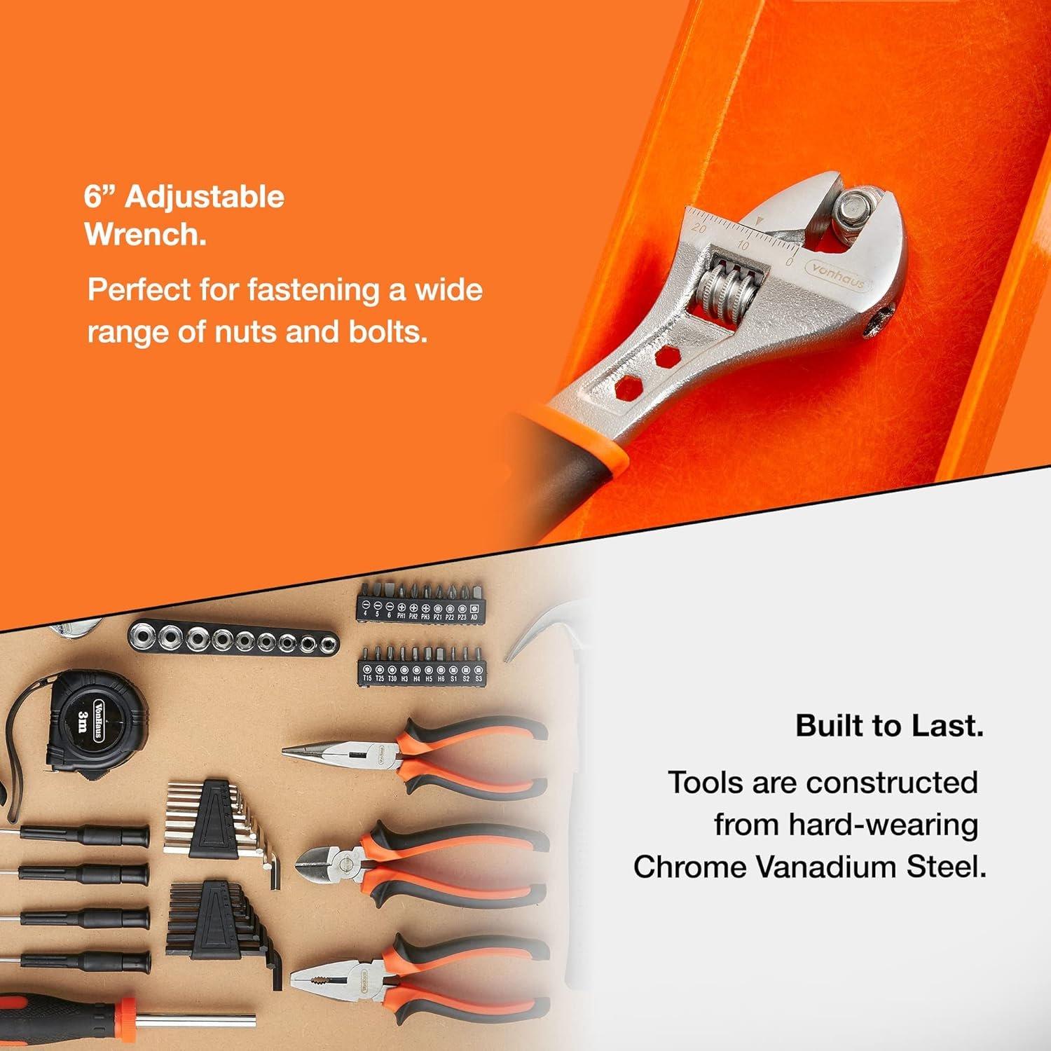 Black - VonHaus - VonHaus 92Pc Tool Set With Heavy Duty Bag - 6