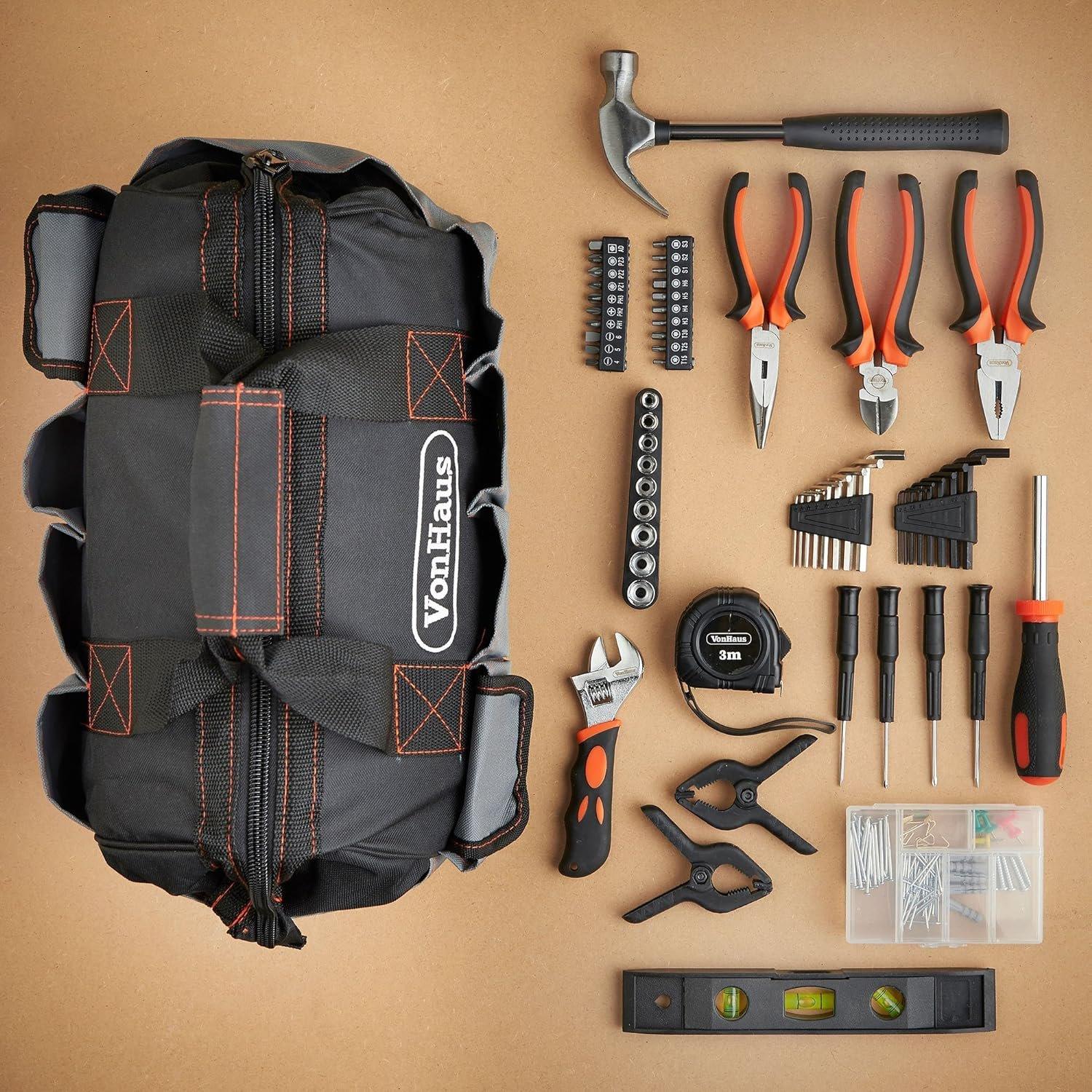 Black - VonHaus - VonHaus 92Pc Tool Set With Heavy Duty Bag - 8