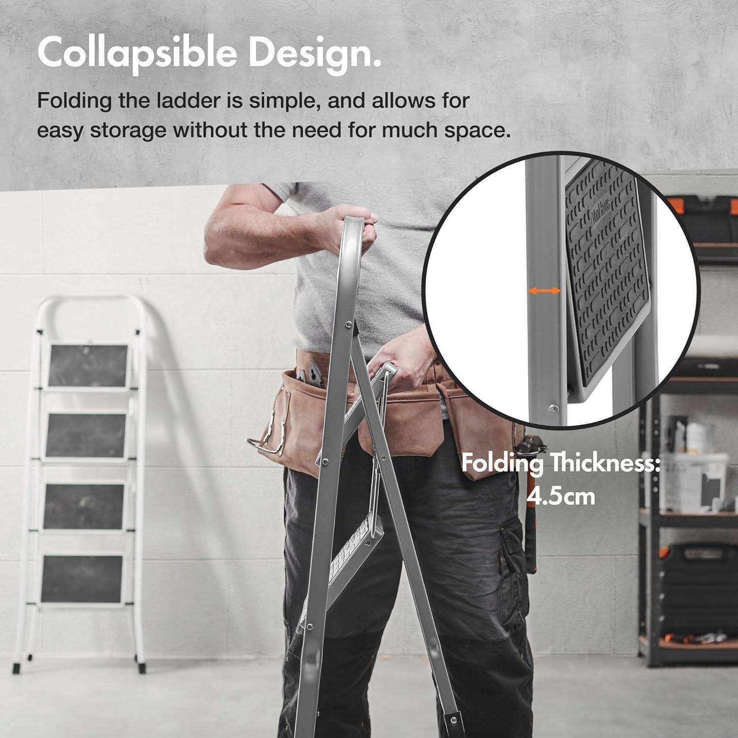 Grey - VonHaus - 2 Step Steel Ladder - Grey - 6