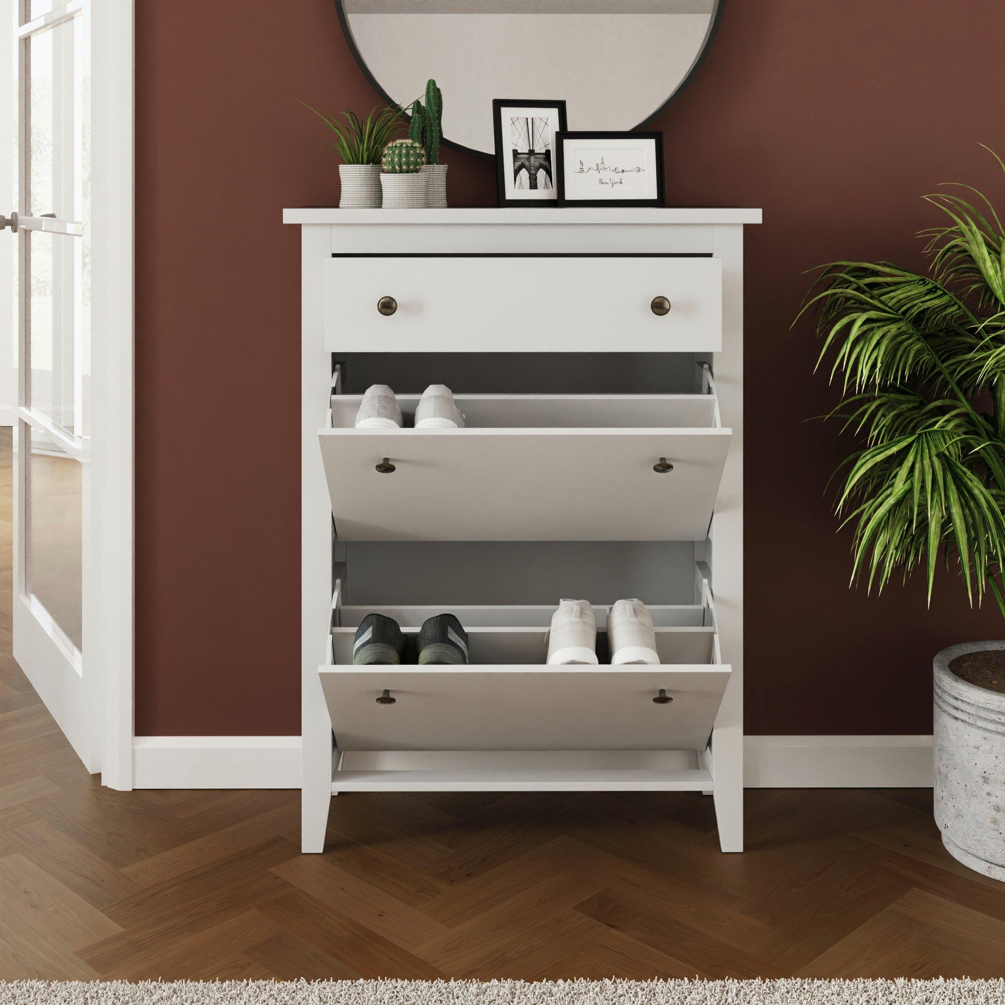 White - GFW - GFW Deluxe Two Tier Shoe Cabinet - 2