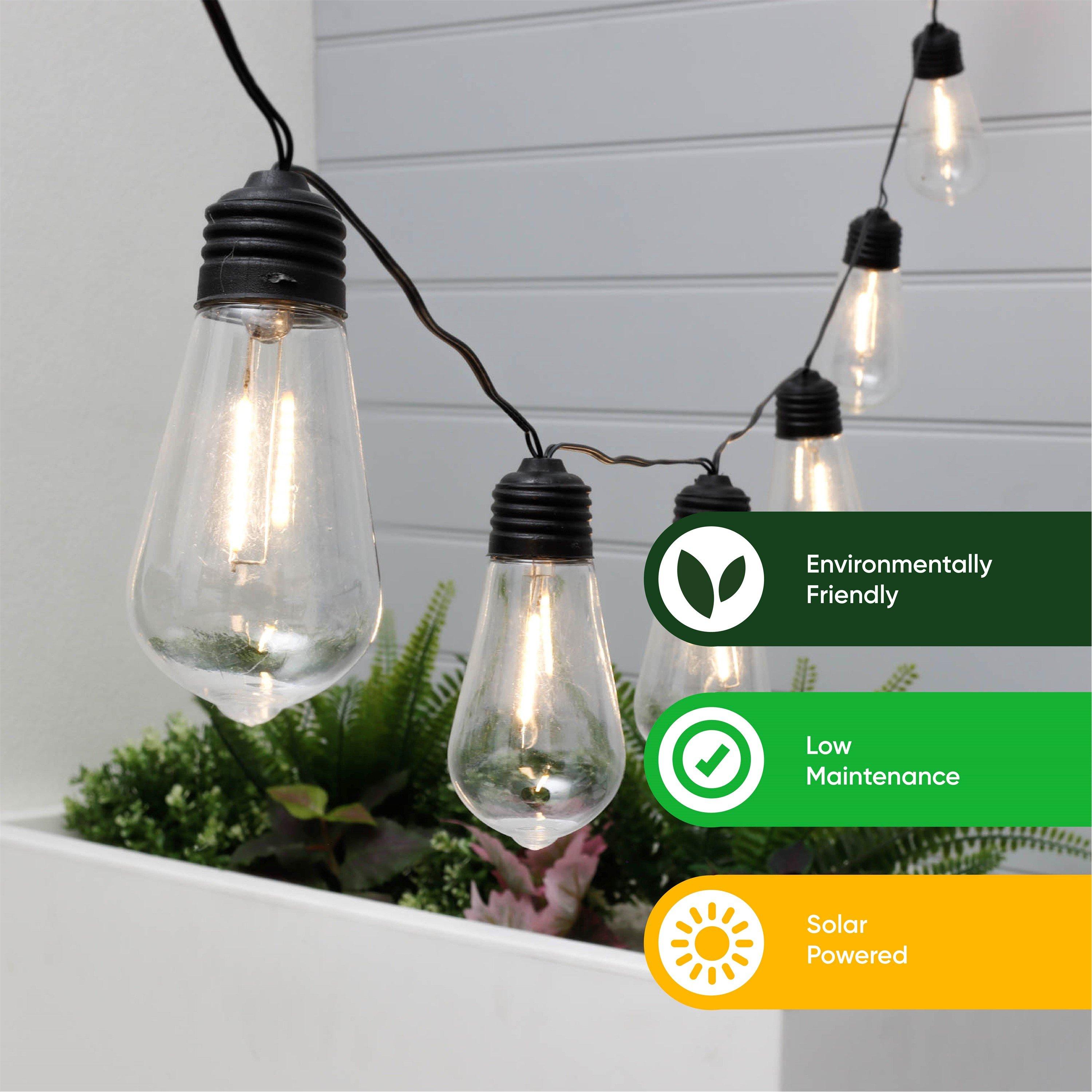 White - Streetwize - 2m Solar Filament LED Bulb String Lights (10 Piece) - 3