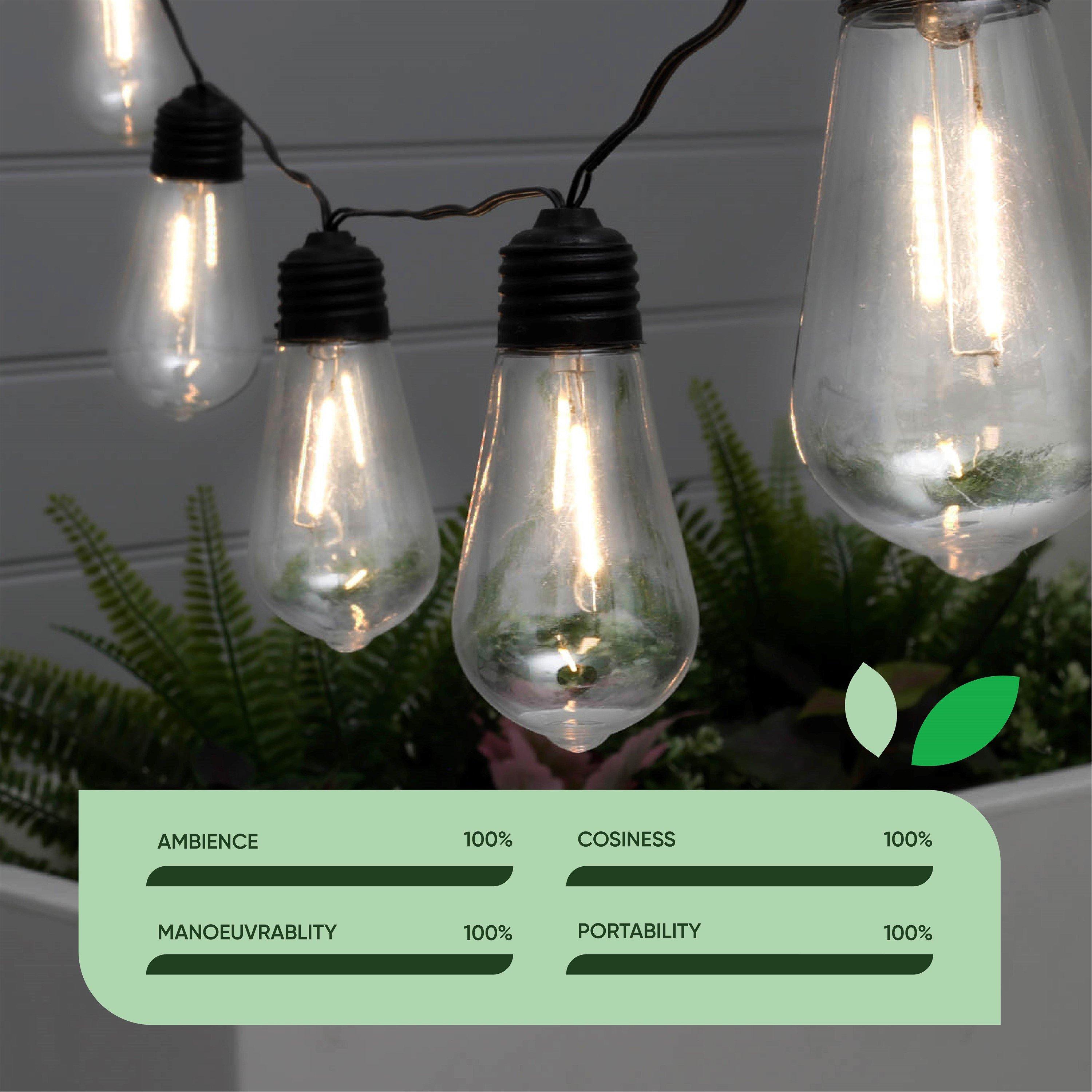 White - Streetwize - 2m Solar Filament LED Bulb String Lights (10 Piece) - 5