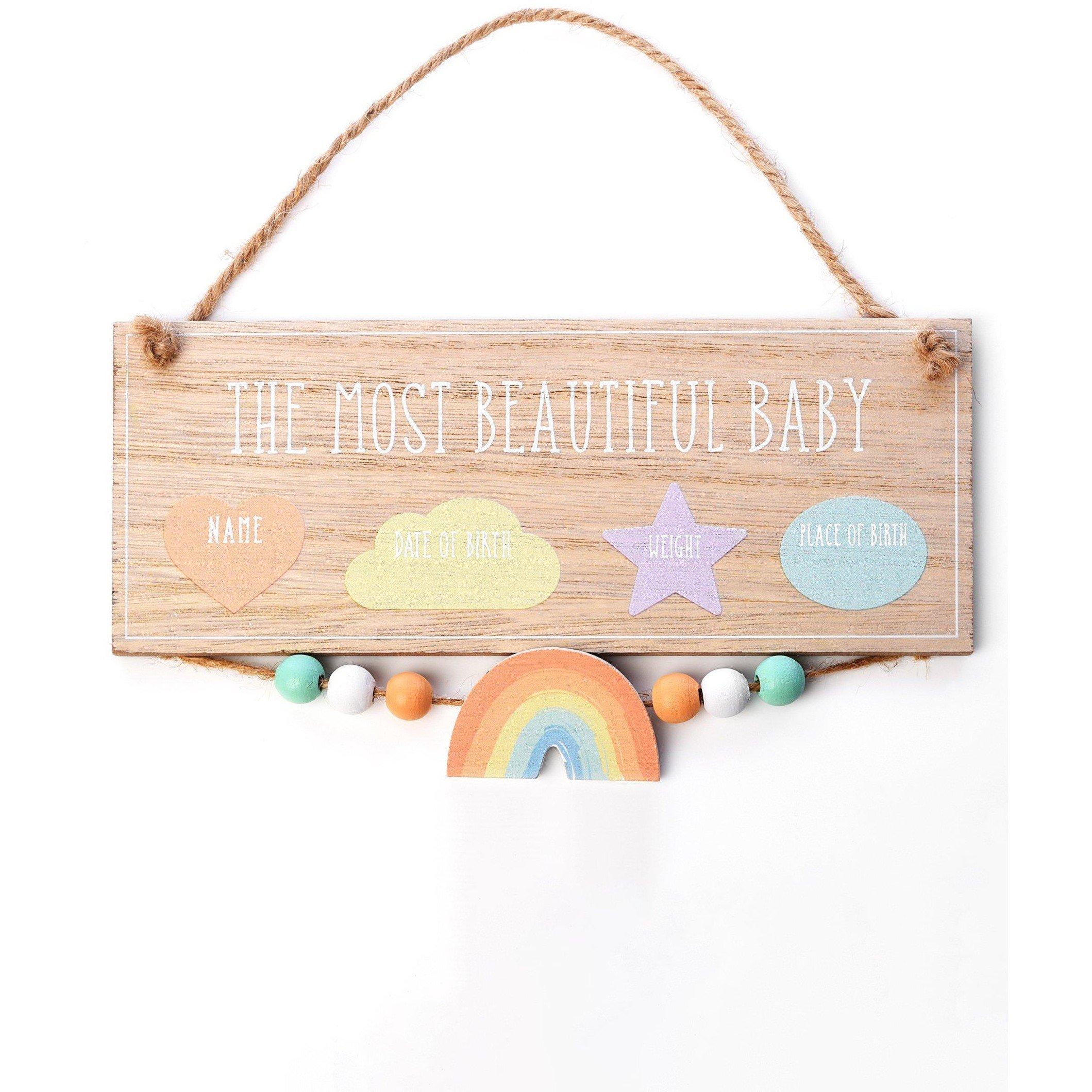 Celebrations  Newborn Petit Cheri Hanging Plaque Most Beautiful Baby - 