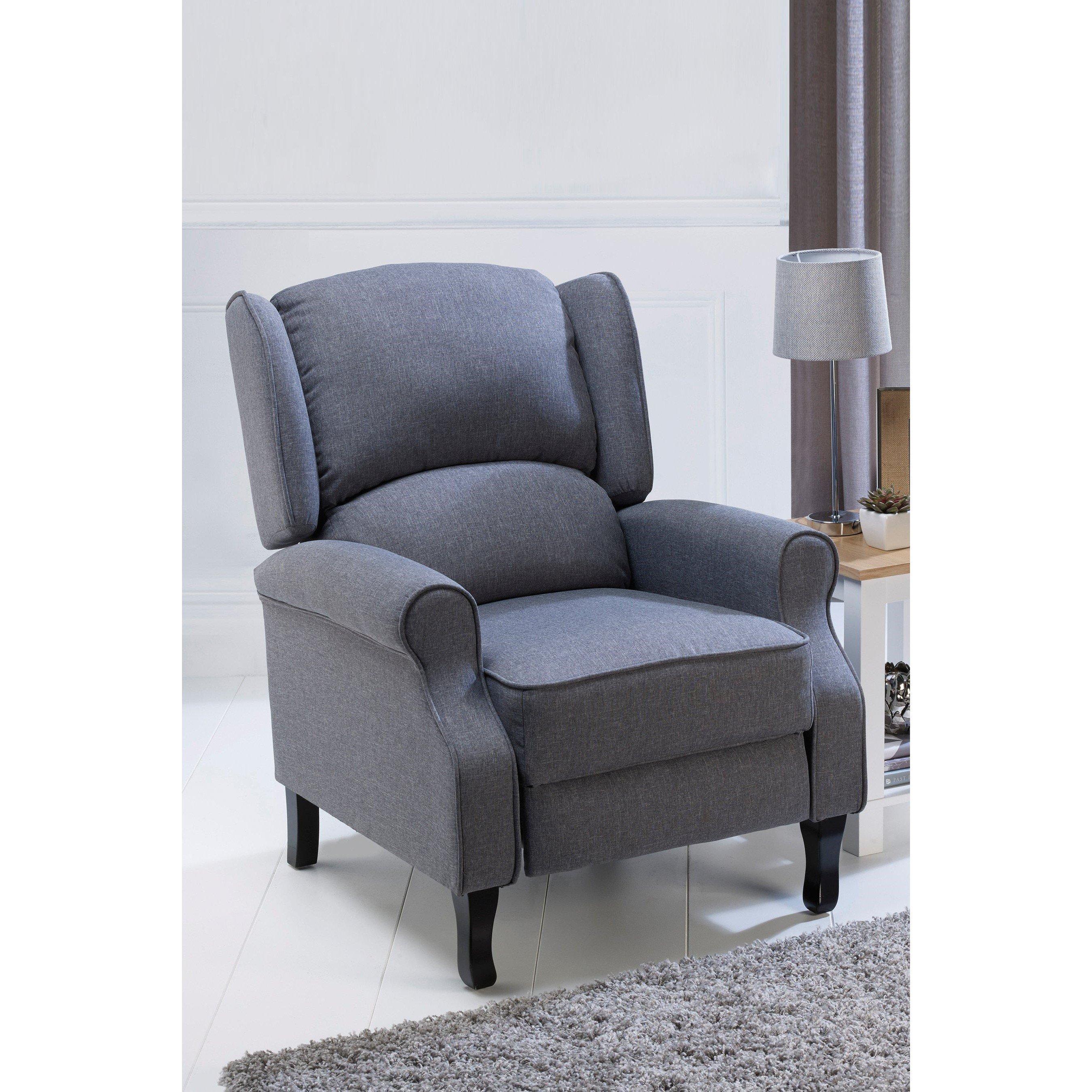 Grey - Homelife - Classic Fabric Recliner Armchair - 5