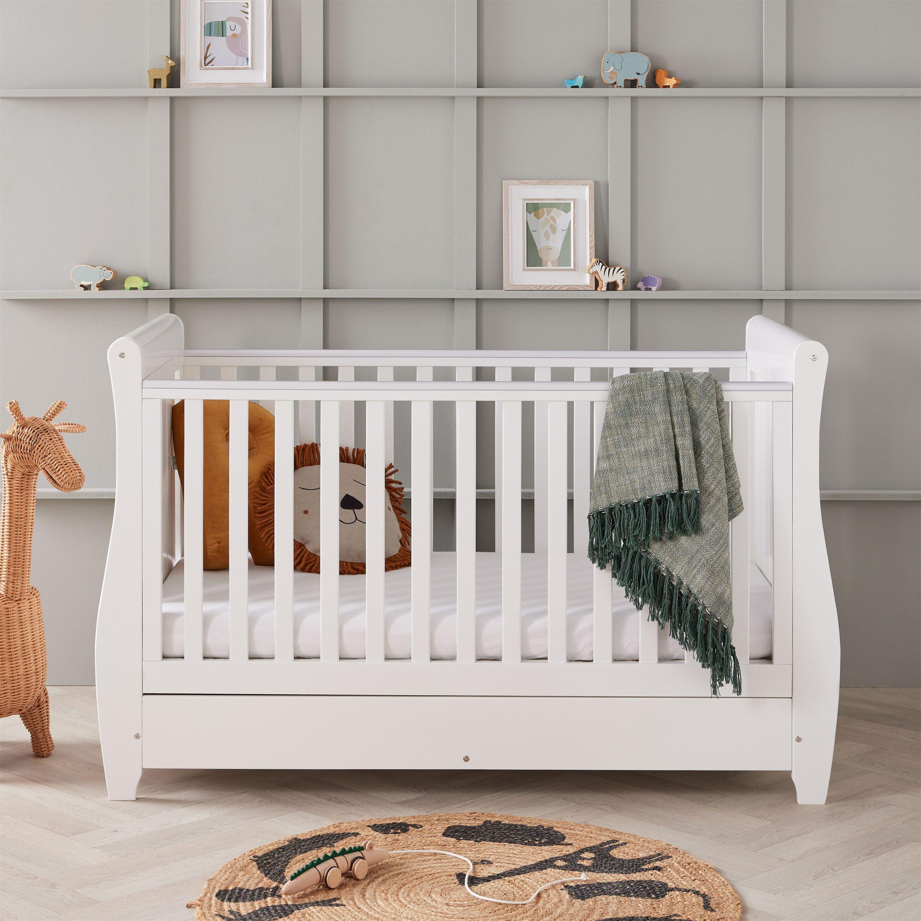 White - Babymore - Babymore Stella Sleigh Dropside Cot Bed - 3