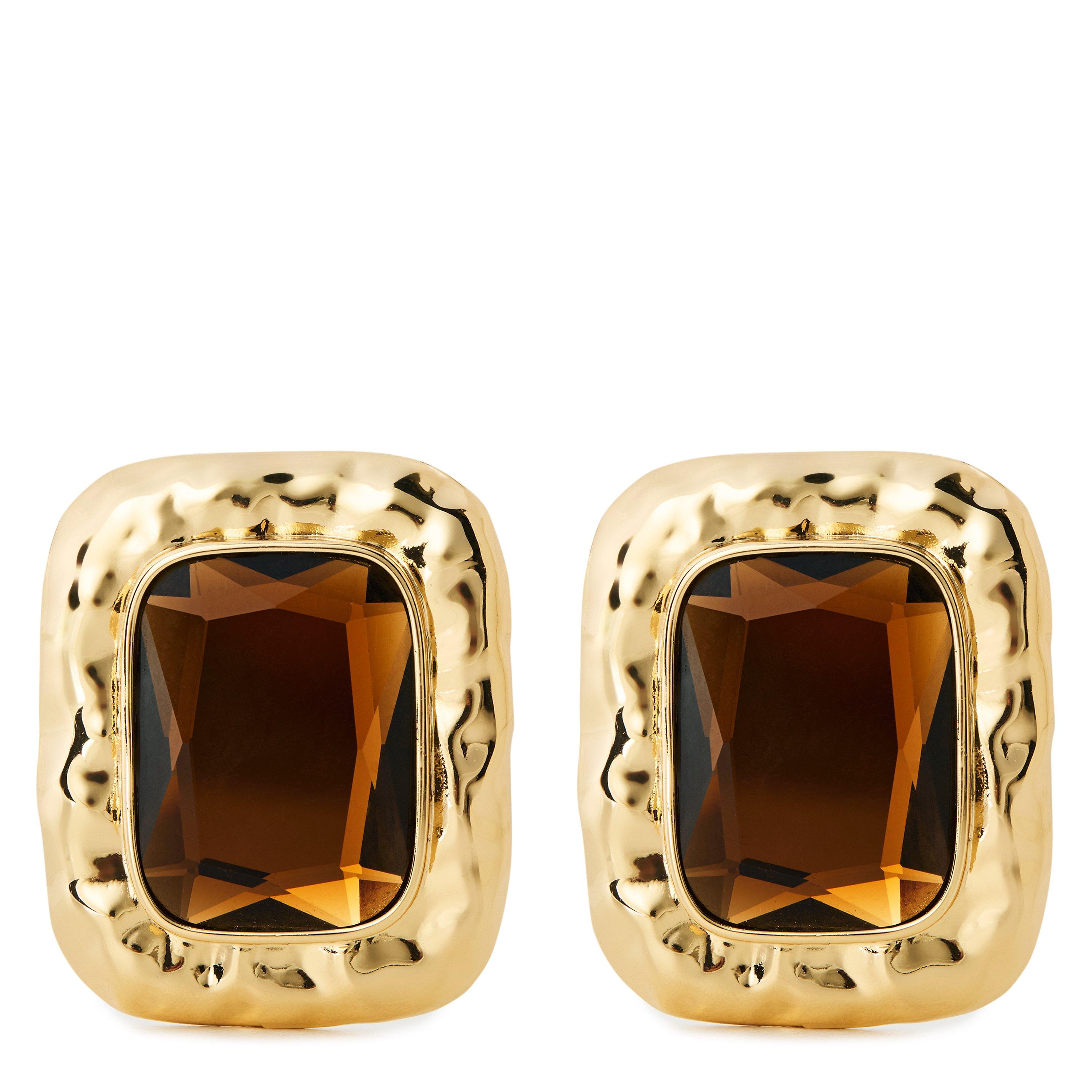 BROWN - Self Portrait - MOTTLED GOLD AMBER EARRIN - 1