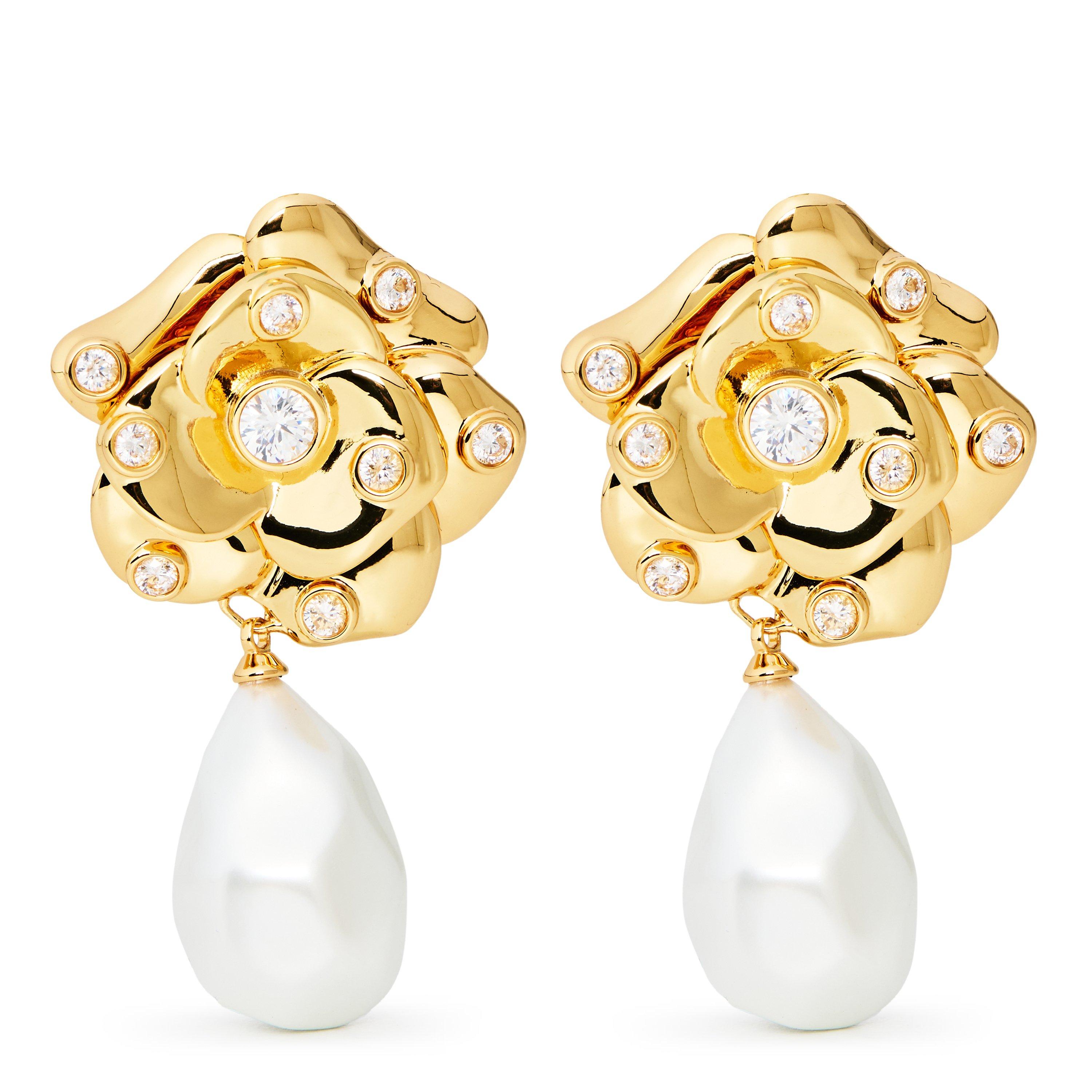 GOLD - Self Portrait - GOLD FLOWER PEARL EARRING - 1