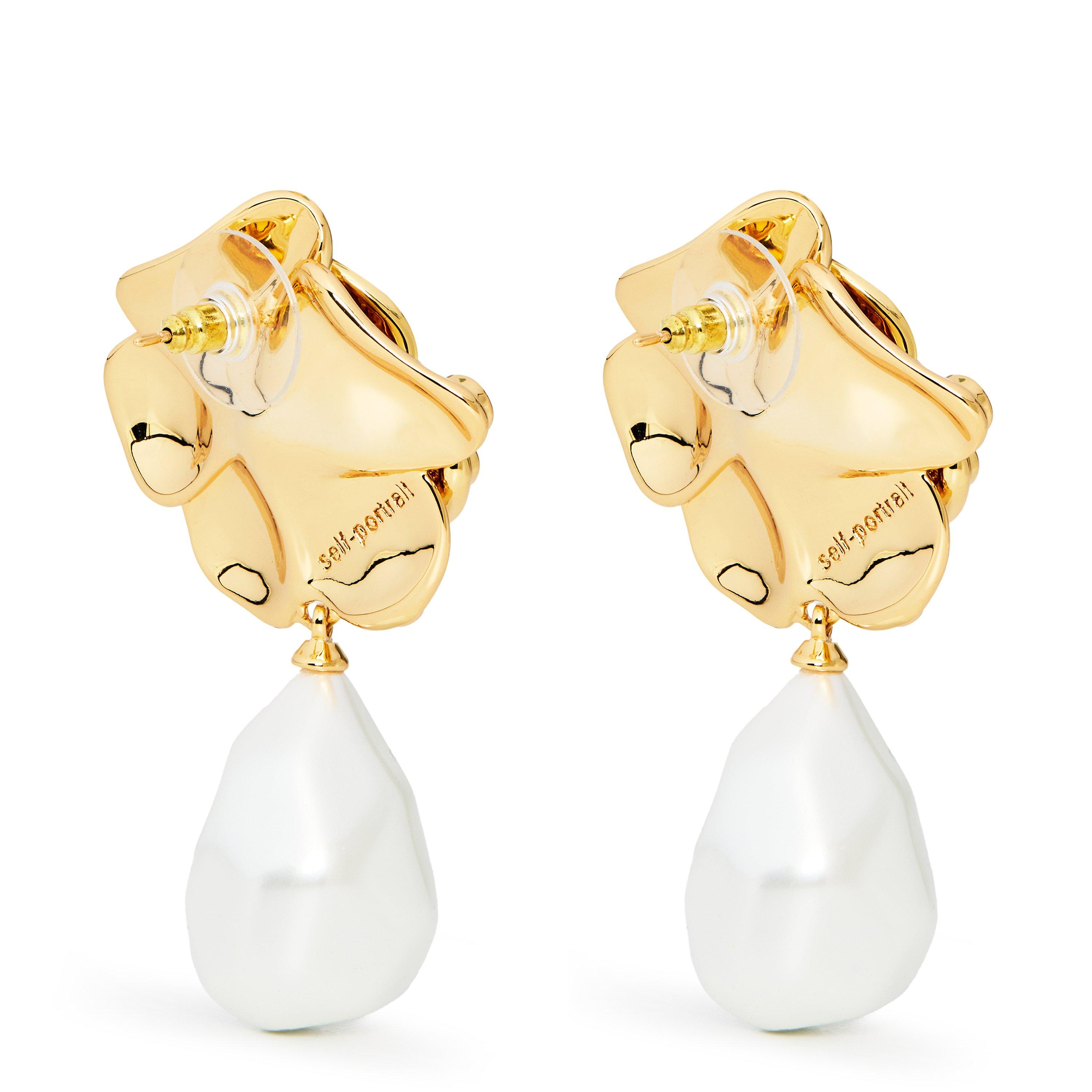 GOLD - Self Portrait - GOLD FLOWER PEARL EARRING - 2