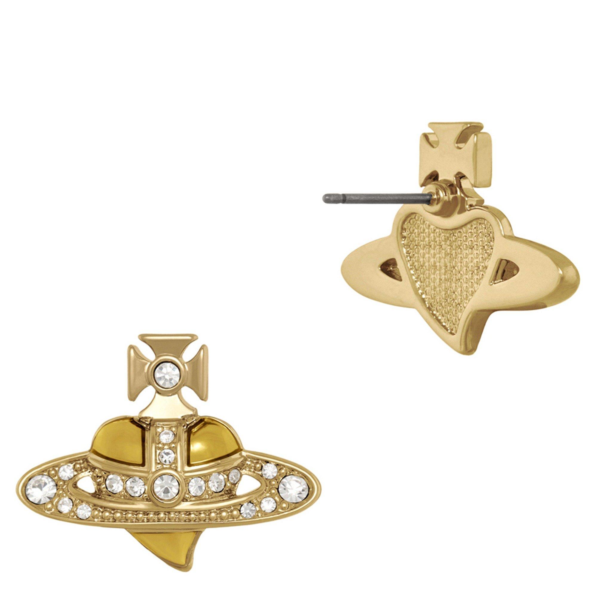 GOLD AND OTHER - Vivienne Westwood - NEW DIAMANTE HEART EARRINGS - 2