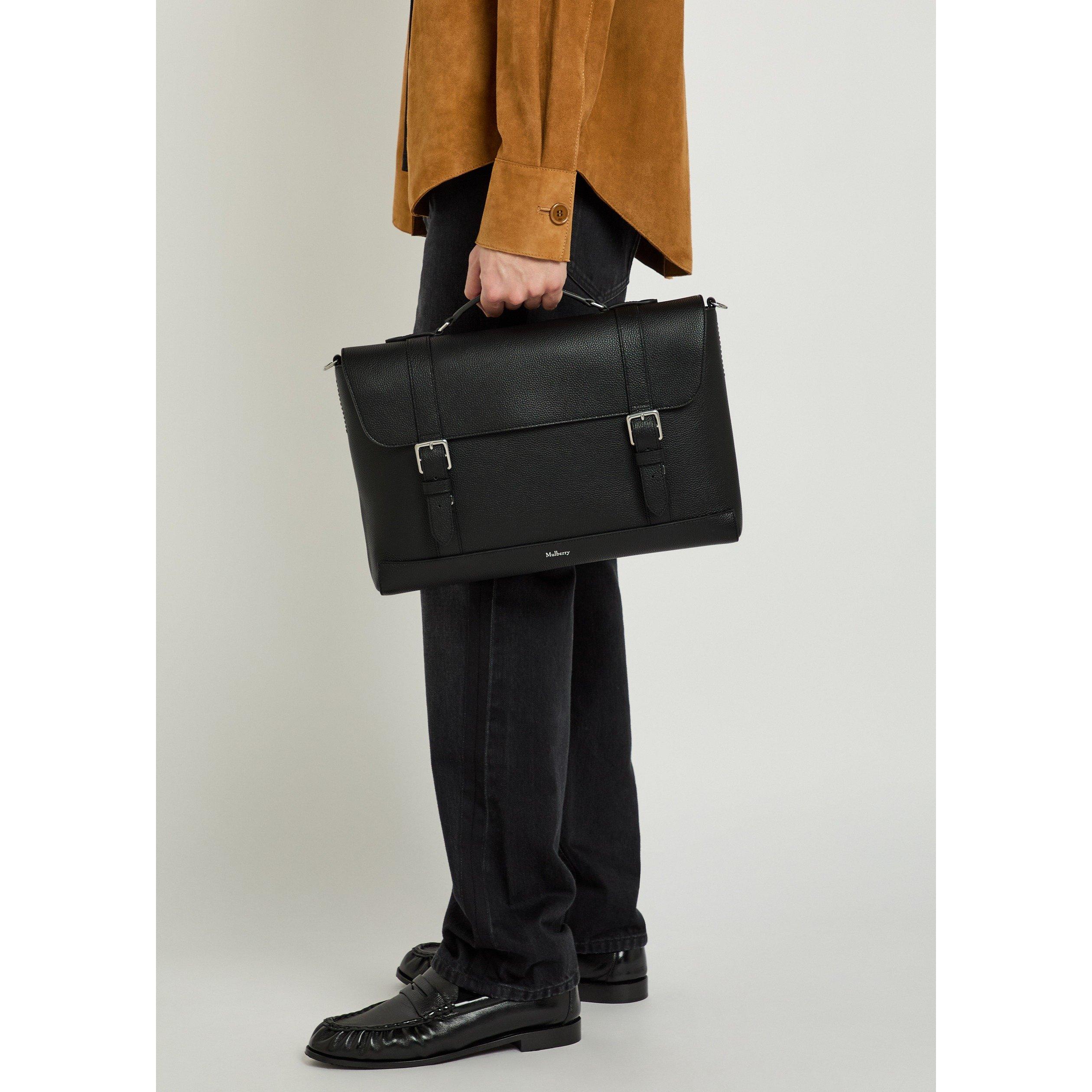 BLACK - Mulberry - Men's Chiltern Leather Briefcase - 6