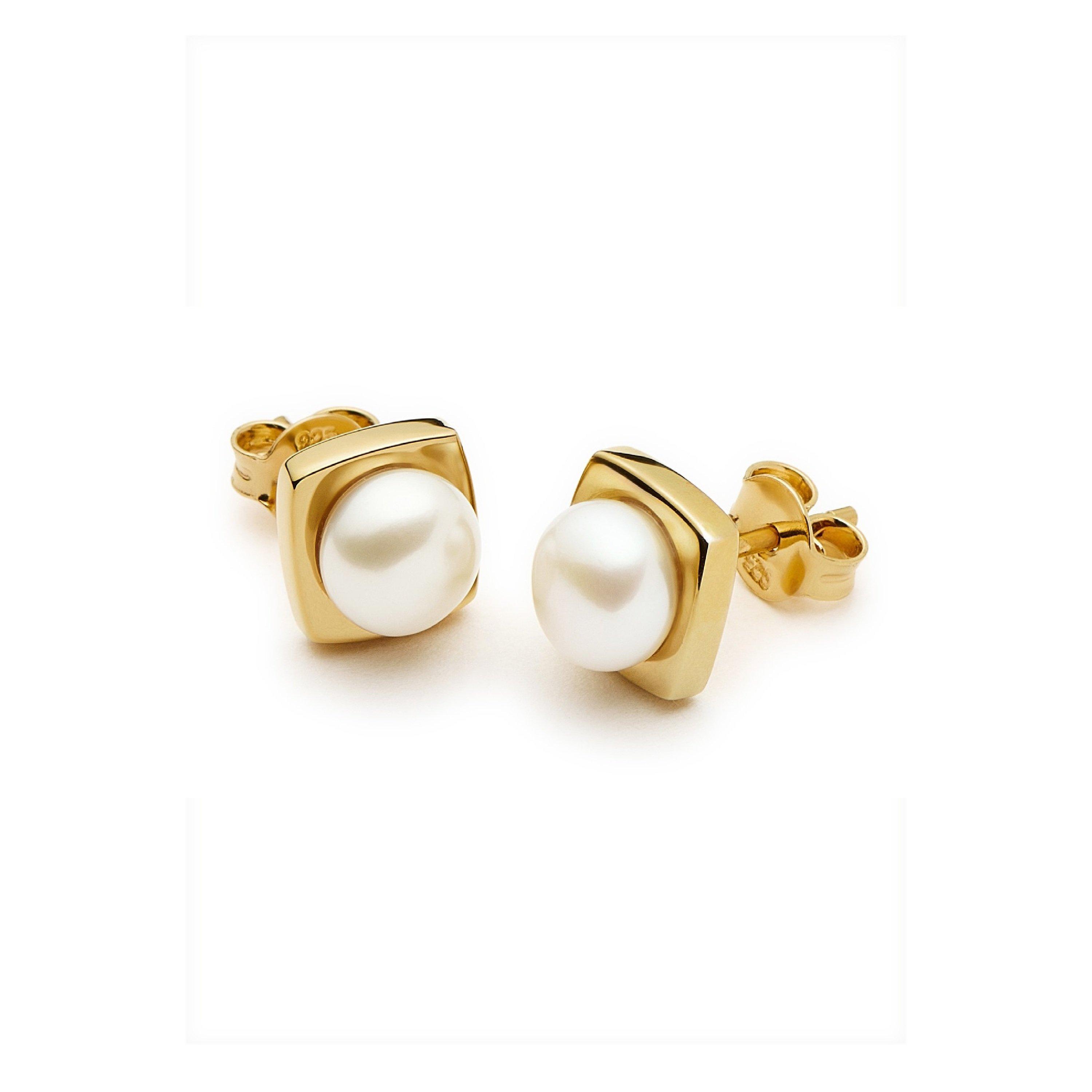 GOLD - Missoma - BUTTON PEARL SQUARE STUD EARRI - 2